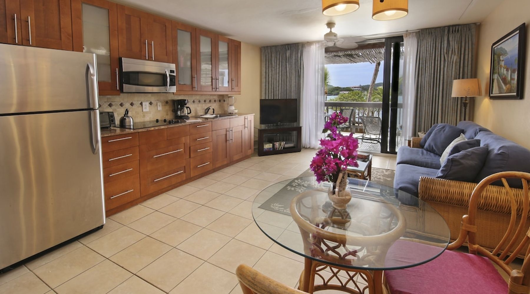 The living room is connected to the terrace
