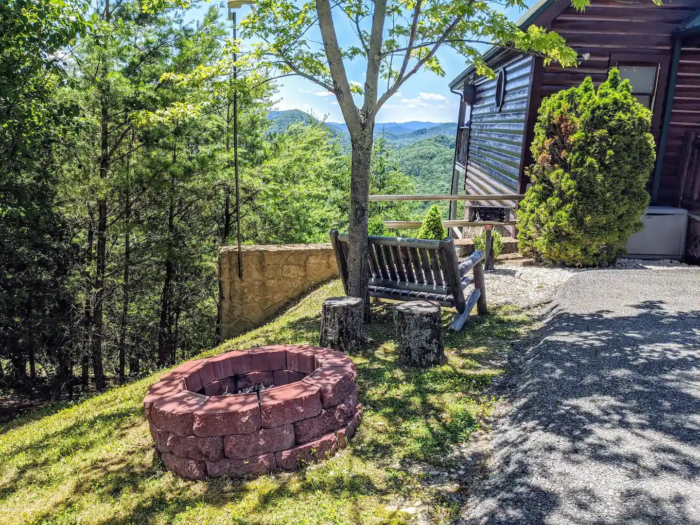 There's a fire pit just out front of the cabin.