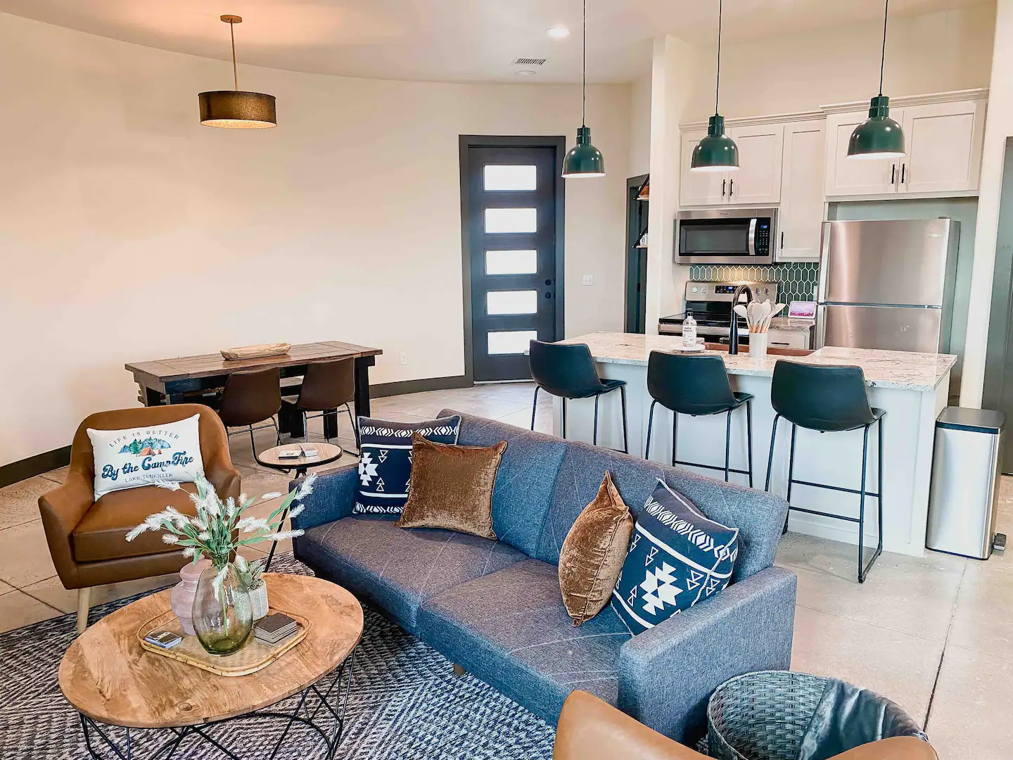 Living room and kitchen area