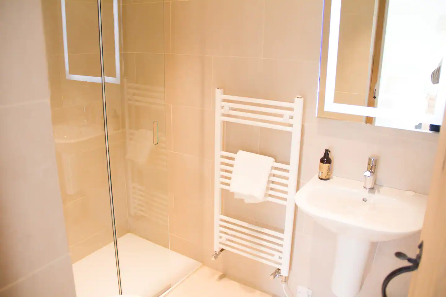 Walk-in shower in the bathroom