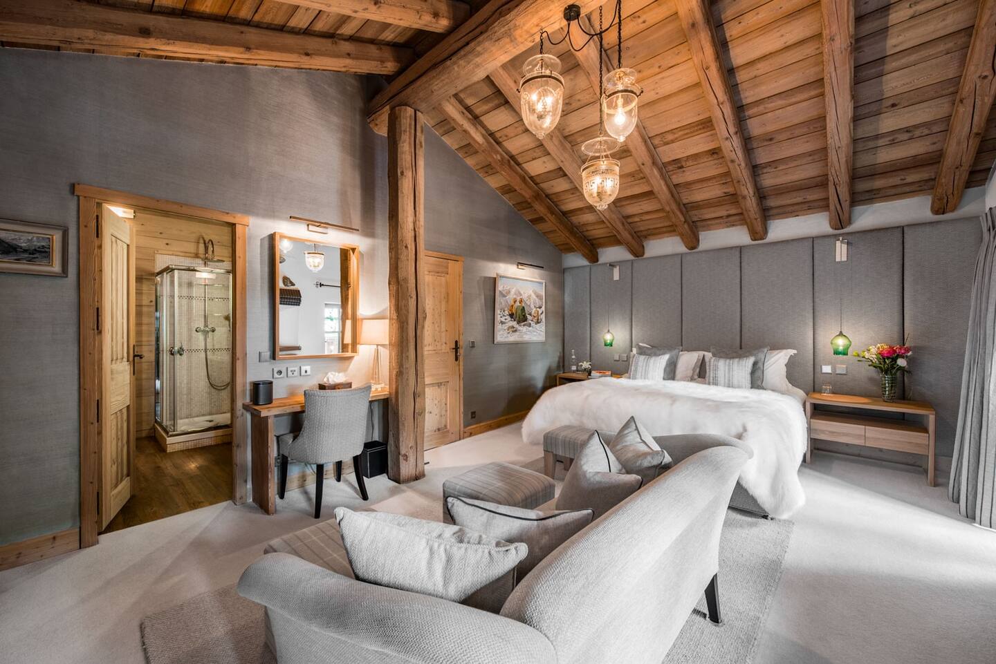 Warm and inviting bedroom with a comfortable bed and soothing atmosphere.