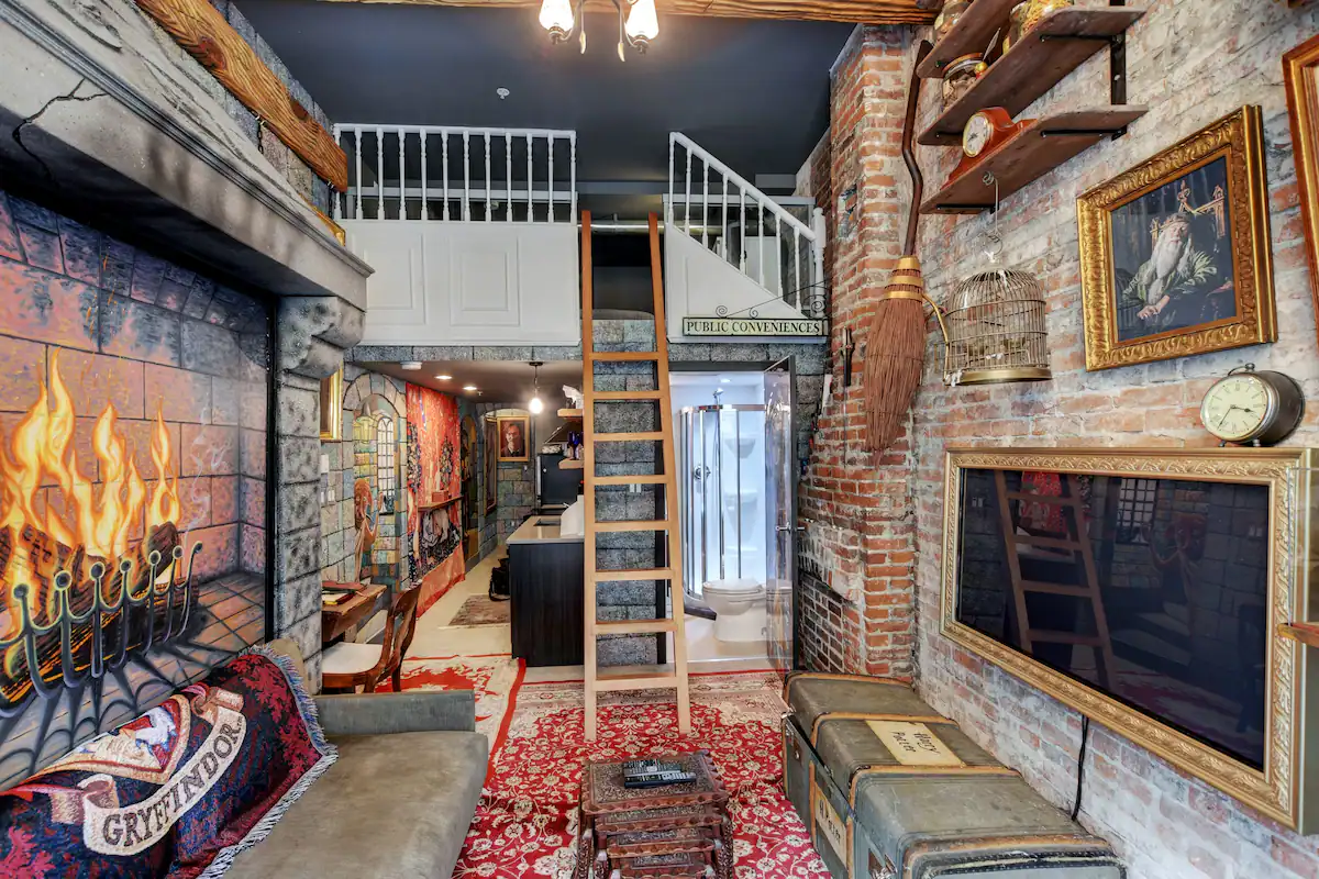 Experience the magic of Gryffindor in this transformed living space.