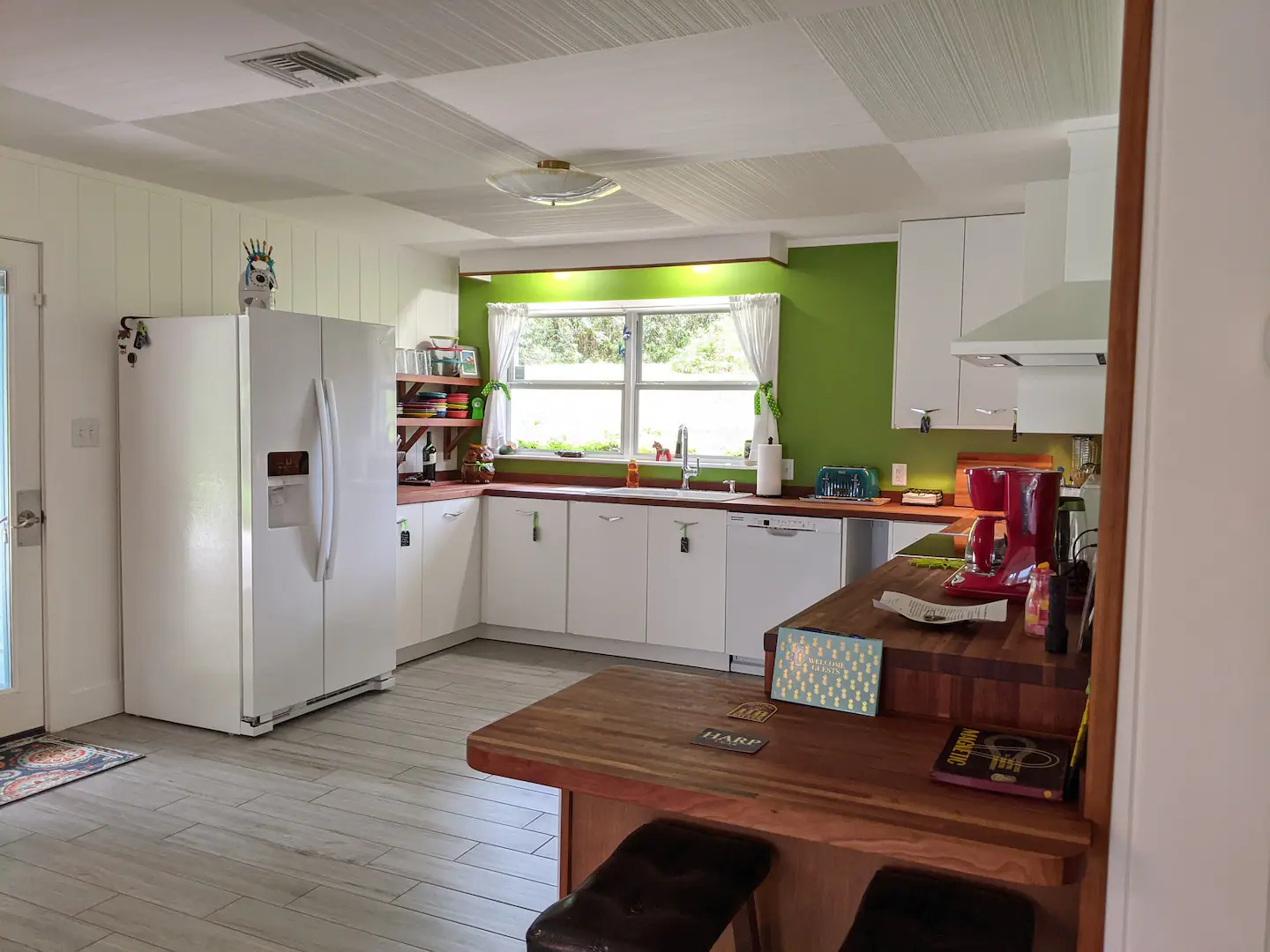 Kitchen facing east, entry on left in photo.