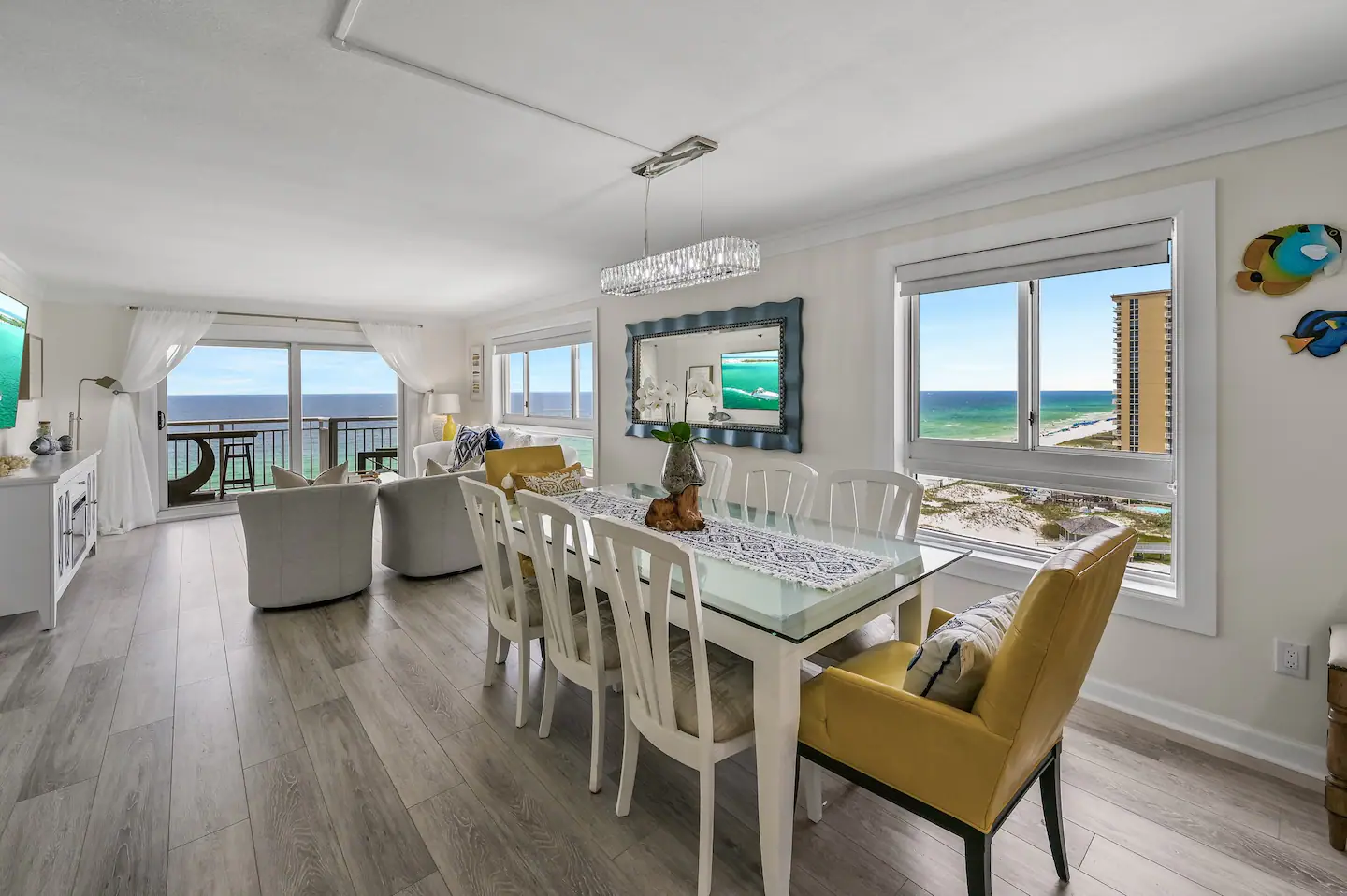 Dining area accommodating 8 individuals.
